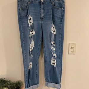 Forever 21 plus boyfriend jeans.